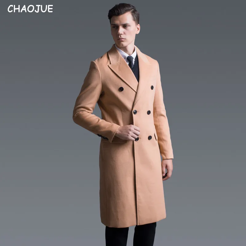  CHAOJUE mens clothing 2017 winter double breasted woolen coat male European long inimation cashmere - 32737467903