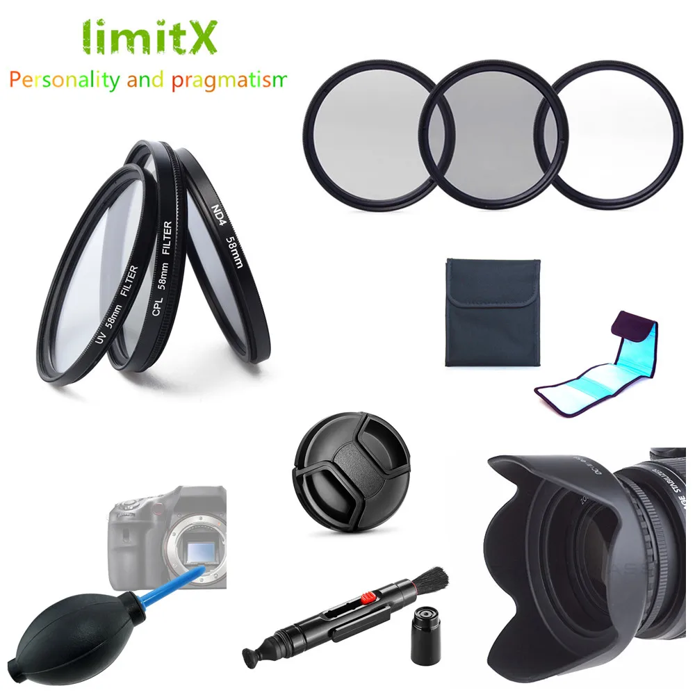 limitX Filter UV CPL ND4 &amp Case + Lens Hood Cap Lenspen for Canon EOS M M2 M3 with EF-M 18-55mm 55-200mm Lenses Camera |