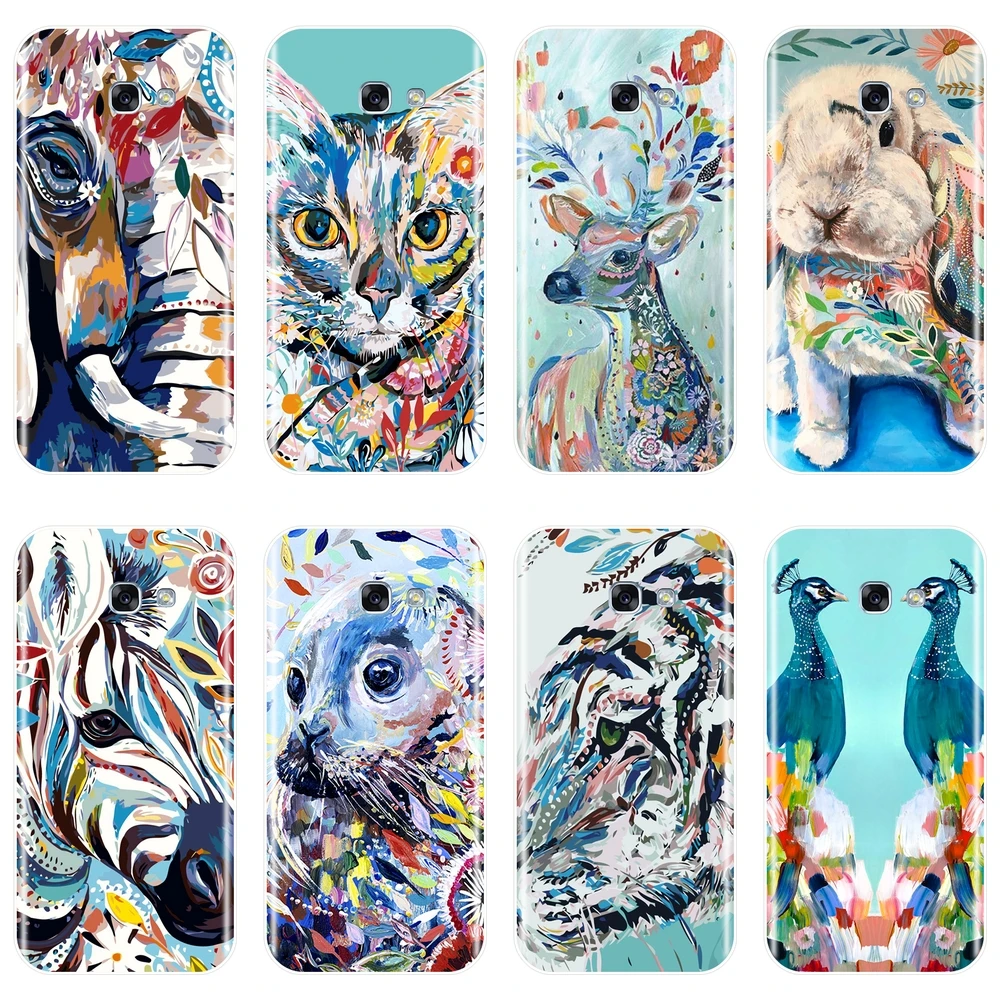 

Phone Case For Samsung Galaxy A6 A7 A8 2018 A3 A5 2016 2017 Art Rabbit Soft Silicone Back Cover For Samsung A6 A8 Plus 2018 Case