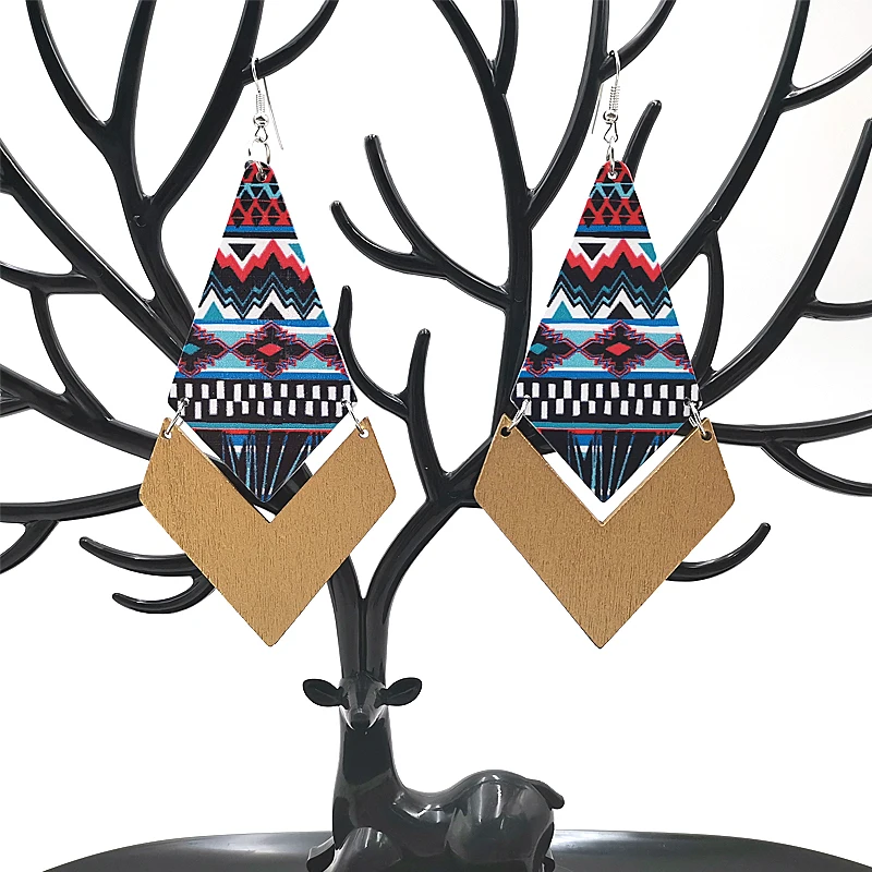 

YD&YDBZ New Drop Earrings For Women Big Earring A Piar Of Earrings Jewelry Printing Wood Earring Punk Girls Dance Birthday Gifts