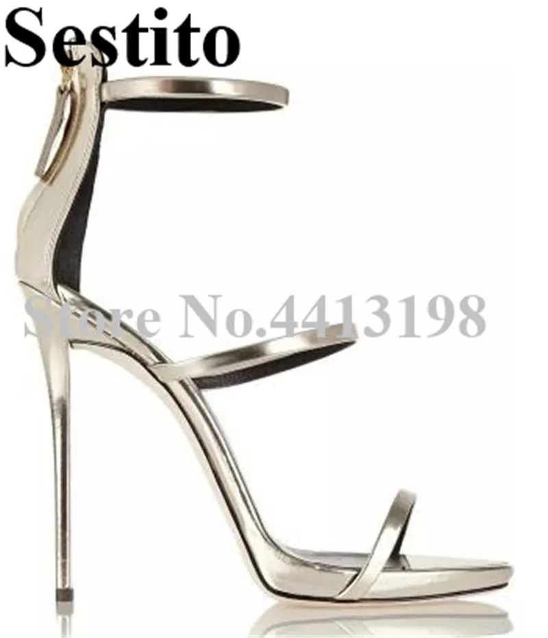 

Fashion Party Solid Narrow Band Summer Sandals Peep Toe Platform Zip Sandals Ankle Strap Stiletto Heels Cover Heel Women Shoes