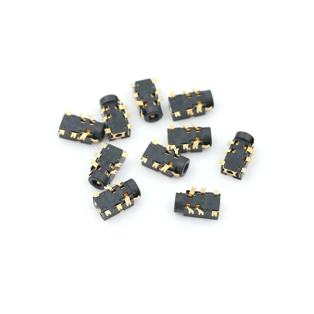 10 шт. 2 5 мм Женский аудио разъем 6 Pin SMT SMD Разъем для наушников PJ 242 позолоченный