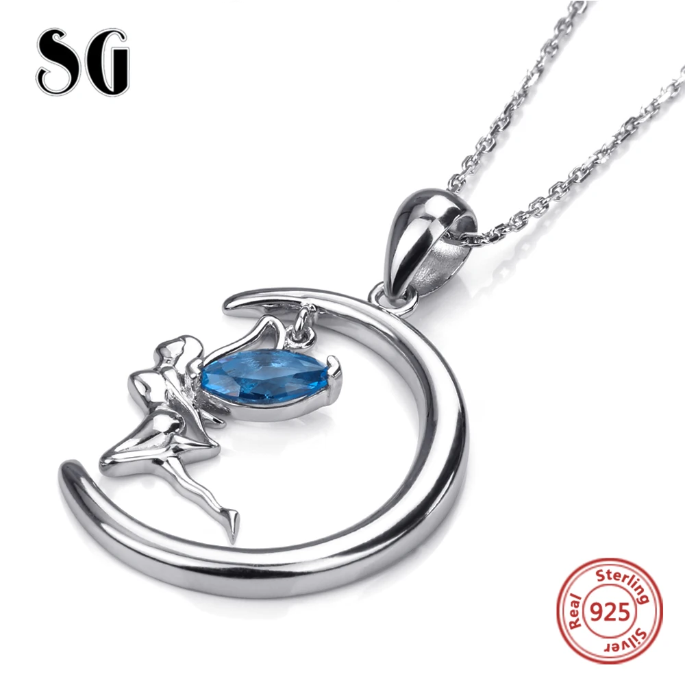 925 Sterling Silver Chain aestheticism Necklace Moon fine Jewelry silver colour Little Fairy Necklaces & Pendants For Women Fine Jewelry