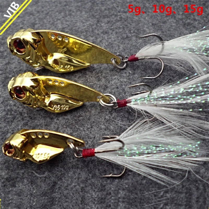 1pcs 5g/10g/15g Metal vib with Treble hooks pesca jig artificial bait spoon fishing bait cicada lure bass vib