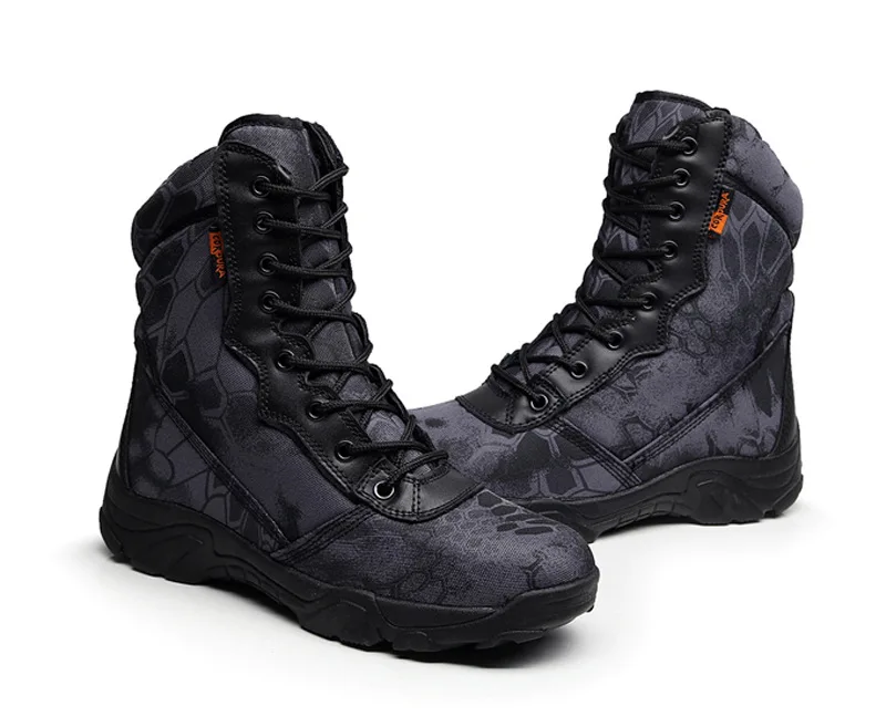 Новая выставка камуфляж мужские военные ботинки Python Шаблон Тактический сапоги в стиле «милитари» Открытый Мужская Рабочая обувь; botines hombre