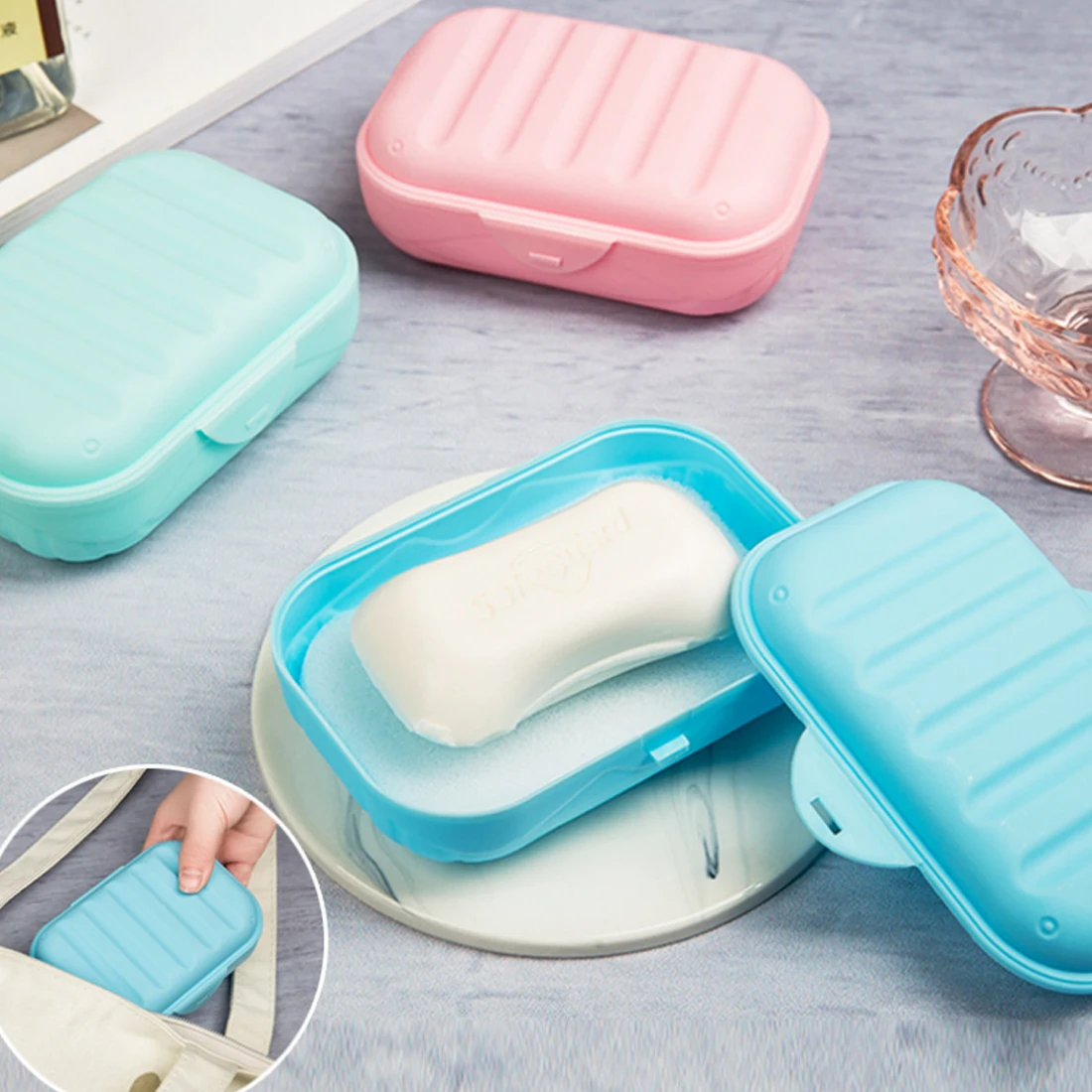 Portable Plastic Home Travel Soap Dishes Soap Holder Soap Box With
