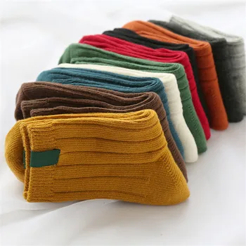 

2019 Solid Striped Women Cotton Sock Student Teenagers Casual Warm Winter Autumn Socks Fitness Elastic Soft Breathable 1pair