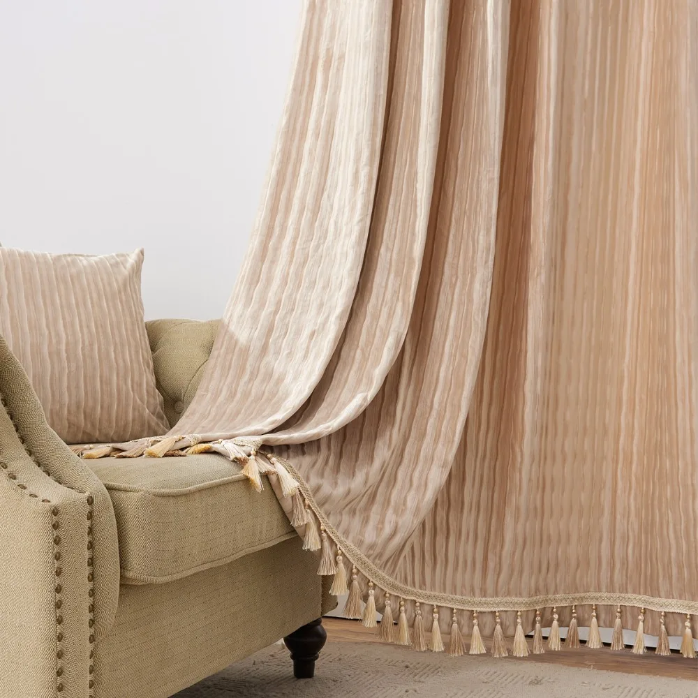 

GIGIZAZA Soft Velvet Fabric For Curtains Decorative Black Out Curtains Window For Living room Ivory Eurpean Style rideaux