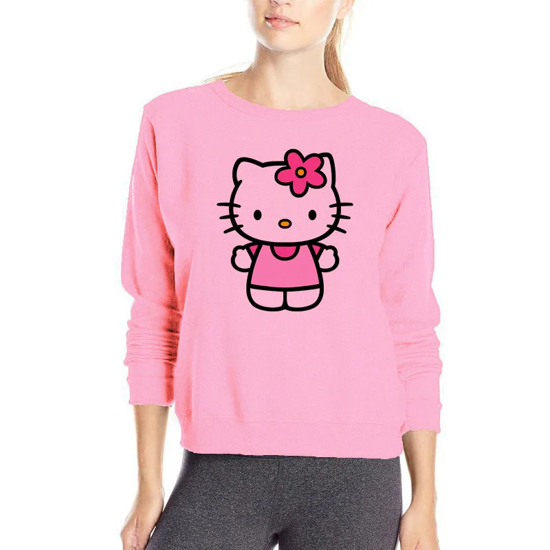 Красивые Прекрасный мультфильм котенок толстовки женские популярные бренд уличная мода топы для девочек; K6273 милый котенок кошка Толстовка - Цвет: Розовый