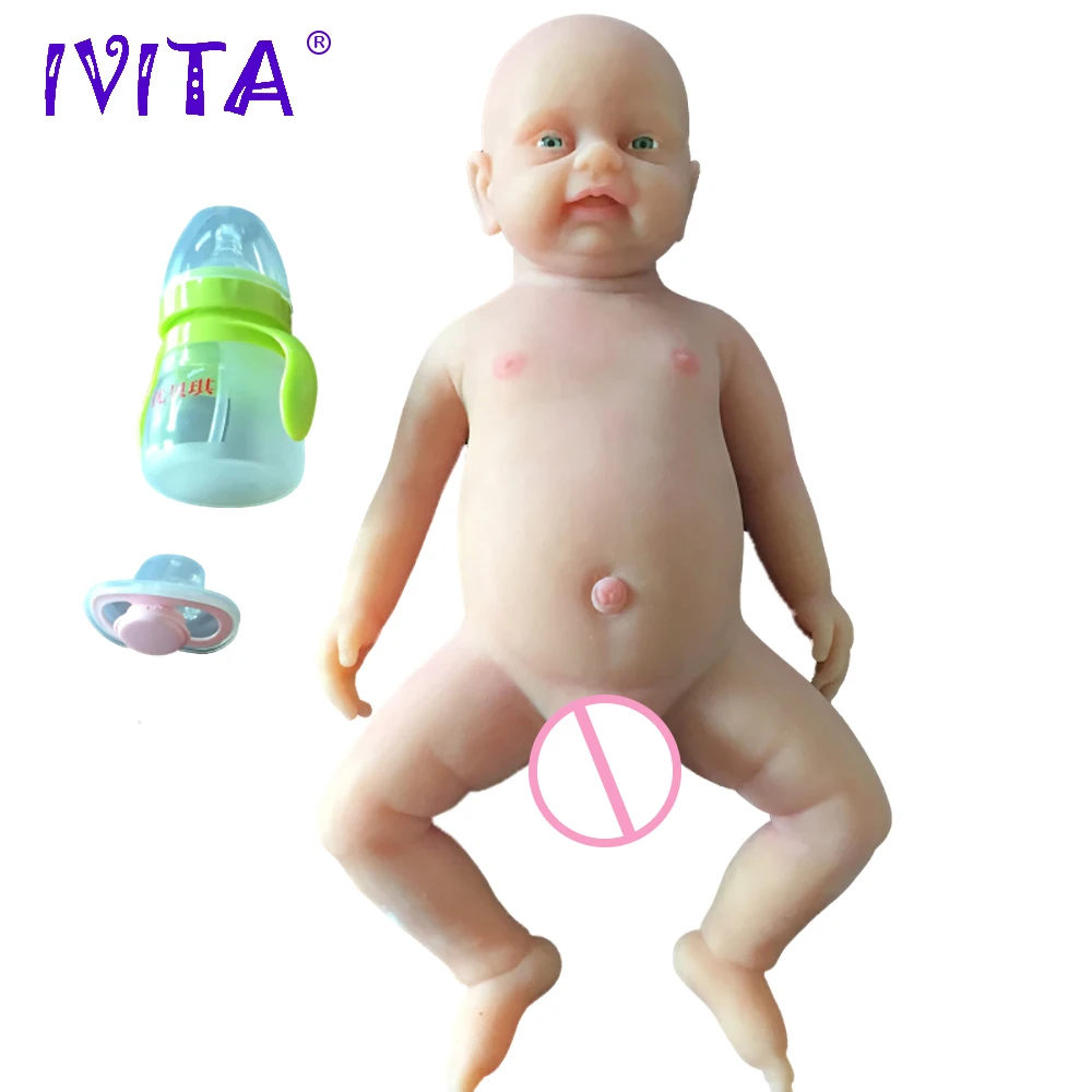 

IVITA 46cm Realistic Silicone Dolls Reborn Artificial Silicon Newborn Doll Baby Alive Eyes Open With Tacking Pacifier Born Toy