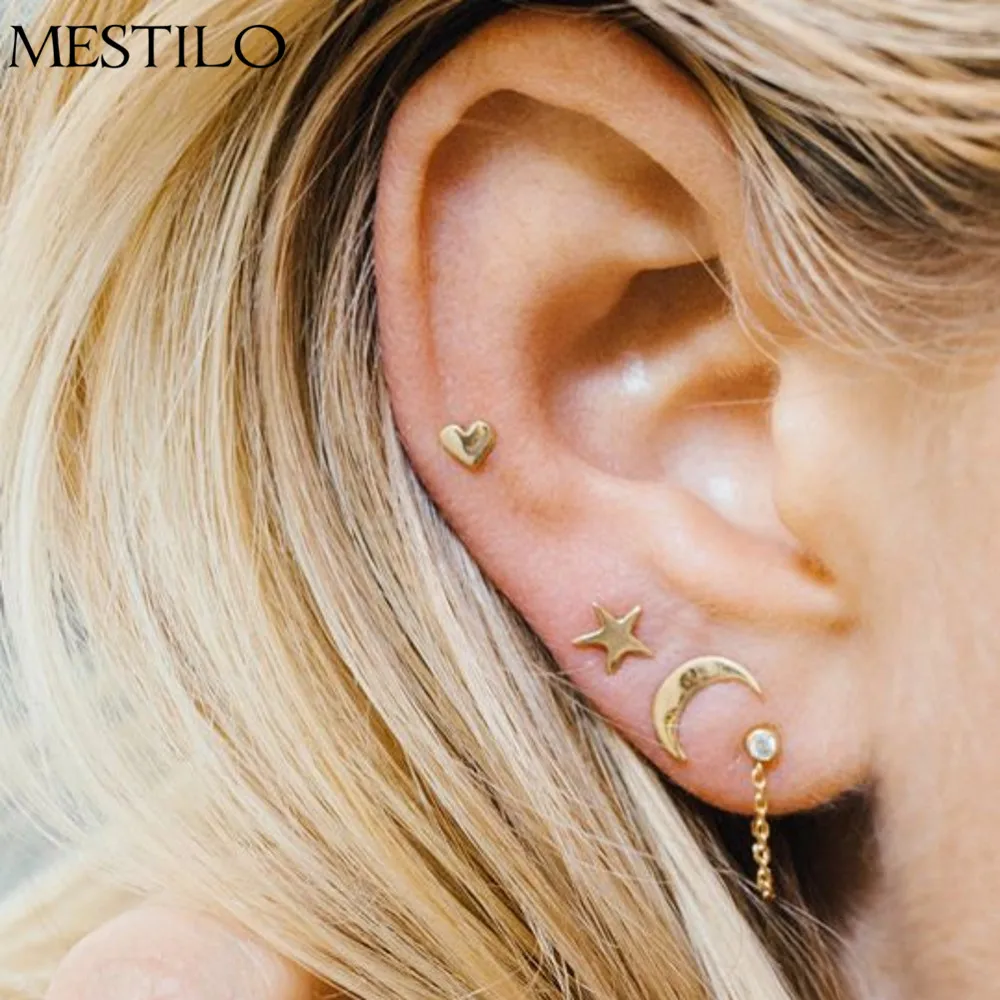 little star moon earrings