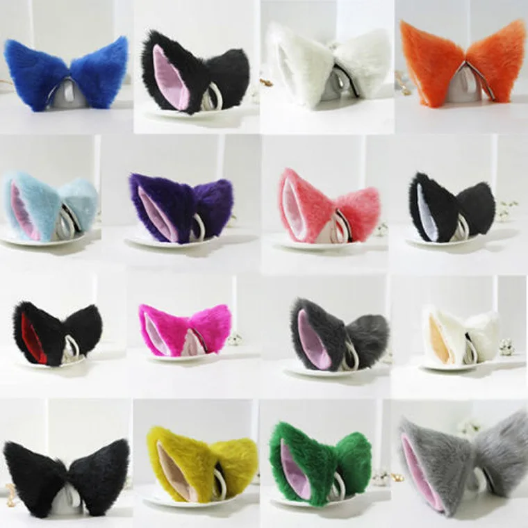 

Fashion Cosplay Party's Cat Fox Ears fancy dress Women Costume Headwear Hair Clip Pair Girl Anime Neko Accessories Headband
