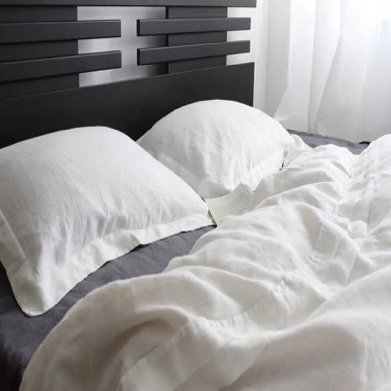 Oxford Pure Whiteh Washed Linen Duvet Cover Set Linen Bedding Sets Queen Pillowcase Pillowcases 3pcs Christmas