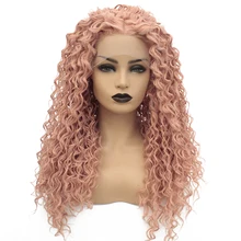 V'nice розовый золотой парик синтетические кружева спереди термостойкие средний пробор свободные парики из вьющихся волос для женщин светло-бежевый коричневый кружево