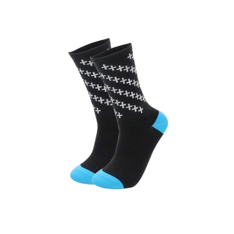 Высококачественные спортивные носки унисекс для бега на улице, компрессионные велосипедные носки 6 цветов, профессиональные мужские и женские носки - Цвет: Черный