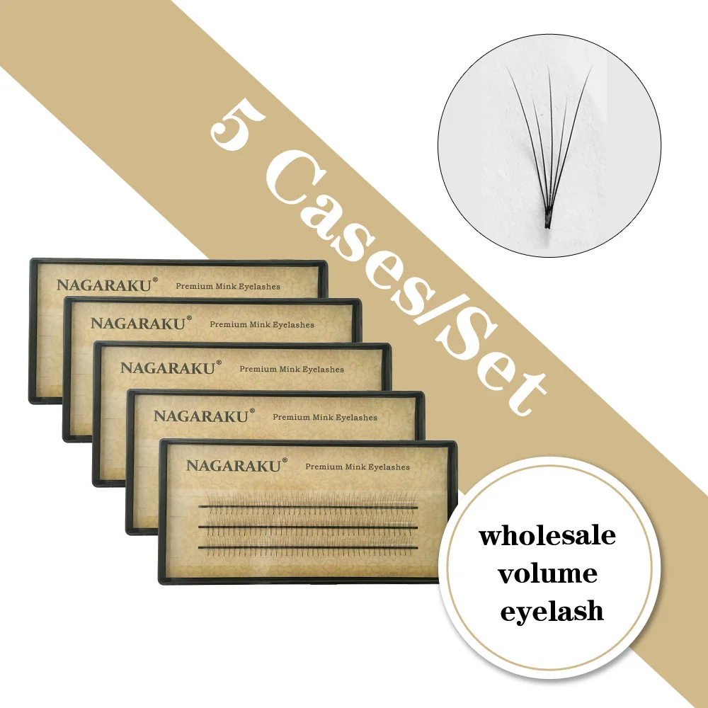 

5 cases NAGARAKU Eyelash Extensions 2D-6D Premade Volume EyeLashes false eyelashes 0.07mm C curl soft and natural faux Mink
