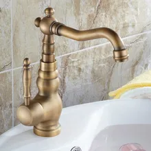 Античная латунь Одиночная Вращающаяся ручка для ванной для кухни для раковины Смеситель кран anf258