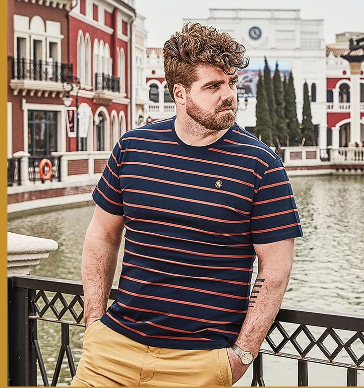 2017 new branded men casual T shirt male plus size stripe short sleeve