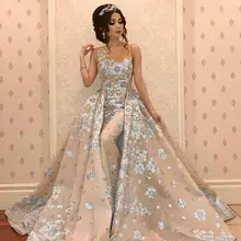Длинные вечерние платья русалки последняя Саудовская Аравия Дубай аппликация со съемным шлейфом праздничная одежда для официального торжества выпускного вечера платья