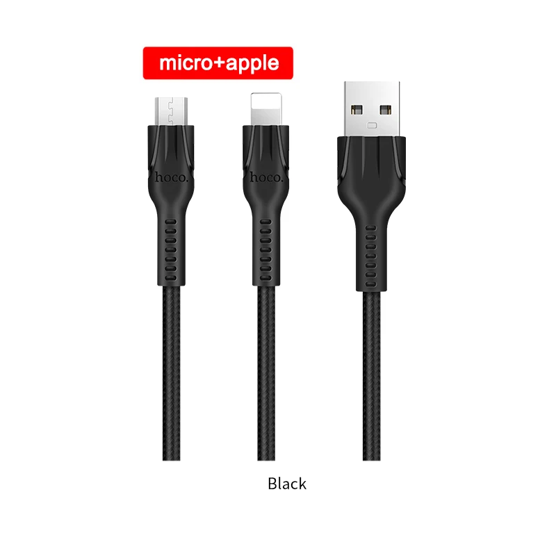 HOCO 3в1 USB Кабель зарядного устройства для iPhone 11 Pro X 5 6 7 8 Android Micro USB кабель type C для samsung Xiaomi Phone USB кабель для передачи данных - Цвет: Серебристый