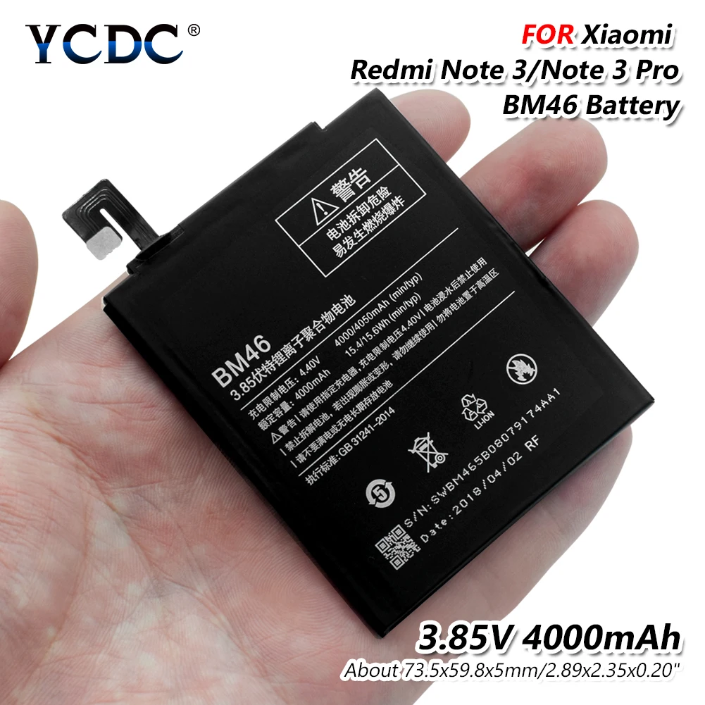 Смартфон 3,85 V 4000mAh BM46 Lipo аккумулятор для Xiaomi Redmi Note 3 Note3 Pro 3,85 V 4000mAh BM46 Li-Po аккумулятор - Цвет: Battery BM46