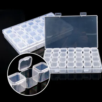 

28 Compartment Empty Nail Art Decoration Storage Case Box Nail Glitter Rhinestone Crystal Beads Accessories Container Nail Tool