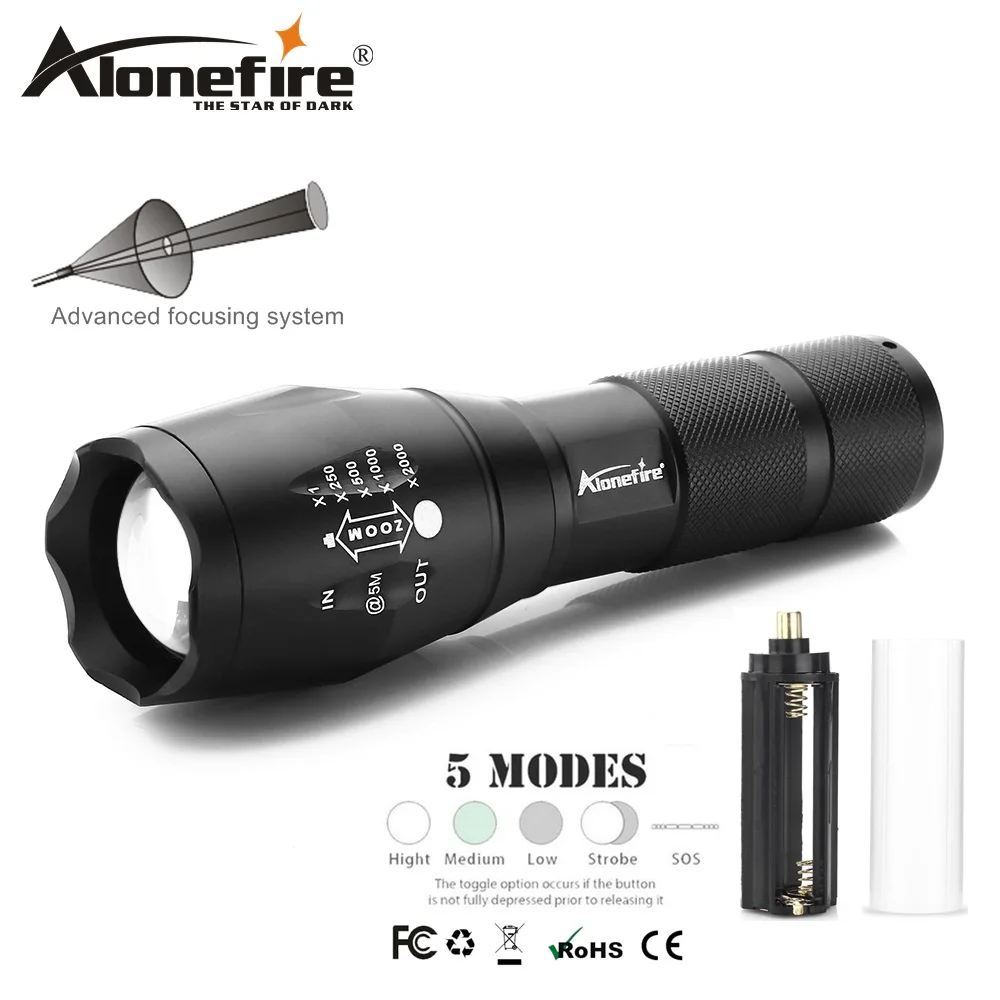 

AloneFire G700 CREE led flashlight XML T6 L2 lantern Aluminum Waterproof Zoom Torch linterna zaklamp 18650 Rechargeable battery