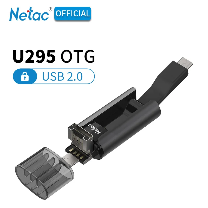 

Netac U295 Dual Micro USB Charging Flash Drive Black 16GB 32GB 64GB USB 2.0 Flash Disk USB2.0 OTG Pendrive For Android Phone PC