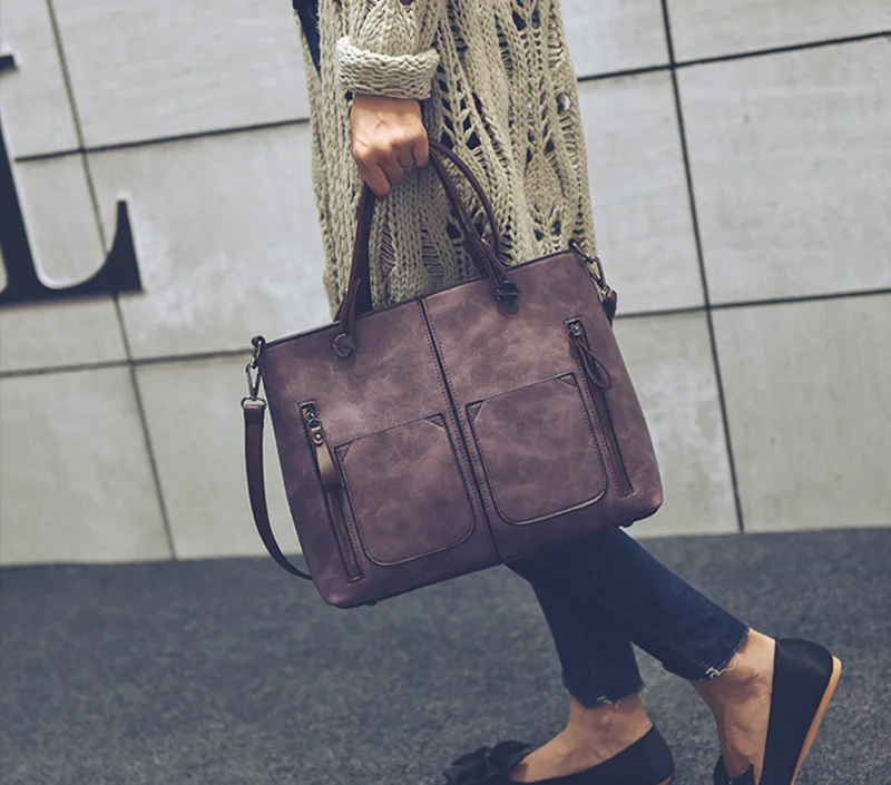 Women Shoulder Bag Vintage PU Leather Casual Totes Female Daily Shopping Bags Luxury Designer Ladies Handbag Dames Tassen SS0375 (8)