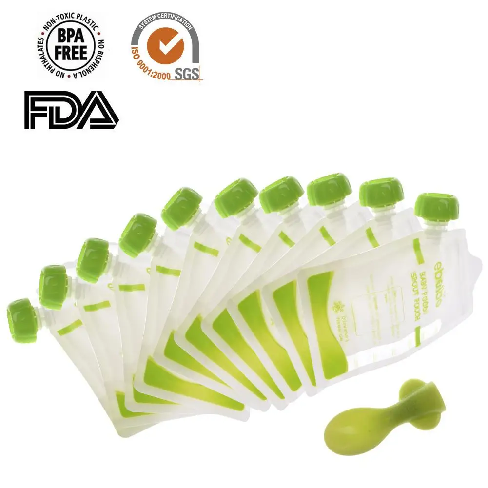 

Baby Feeding Supplies Double Zippers Reusable Refillable Complementary Food Pouch