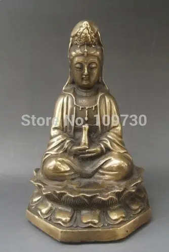 

002193 Chinese Brass Carved statue ' Sit Guanyin Buddha '