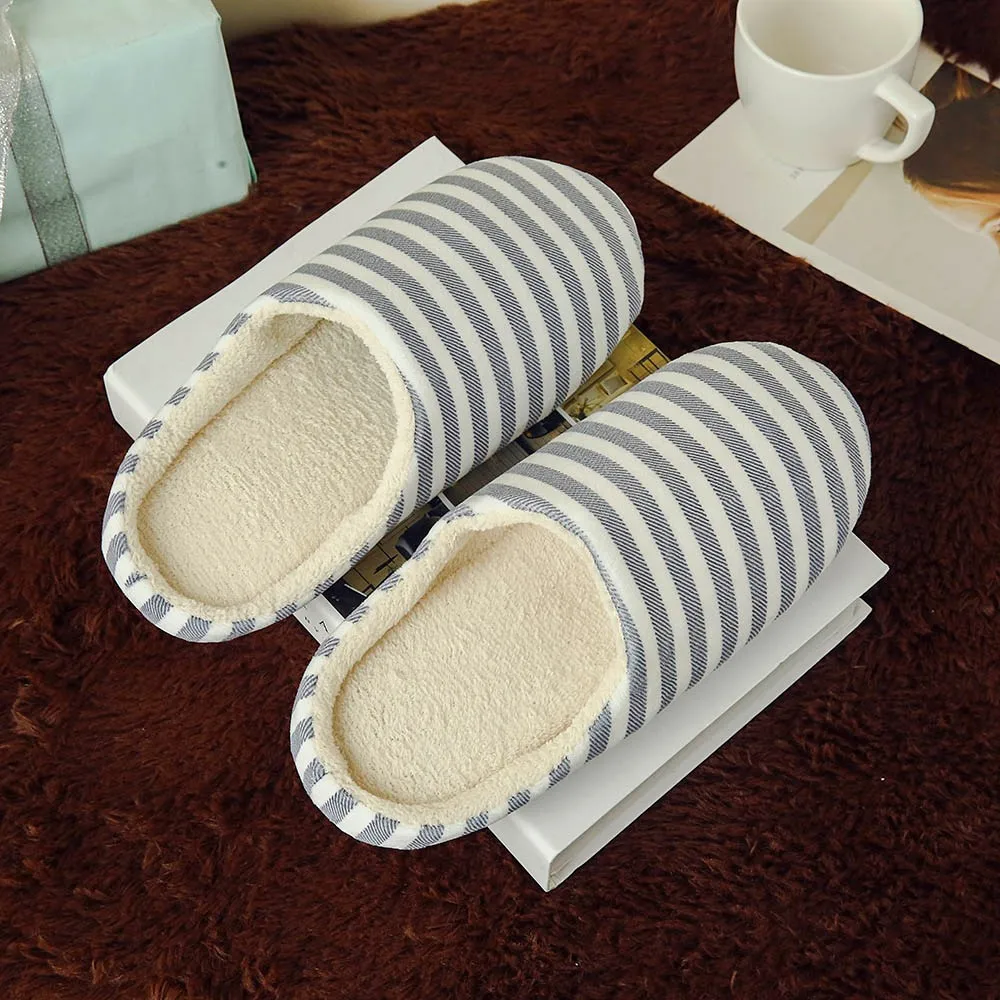 Sleeper#501 NEW Women Men Warm Striped Slipper Indoors Anti-slip Winter House Shoes casual home ladies hot Free Shipping