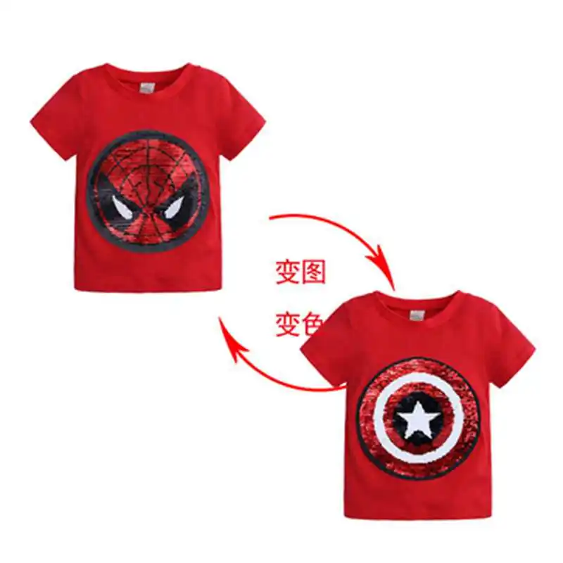 

New girls Boys T-Shirts Children Magic Sequin Reversible Cotton Casual Summer Clothing Fashion T Shirt Kids fashion Tops Tee