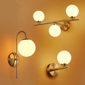 

Vintage modern wall lamp europe gold metal glass indoor lighting LED decoration light fixture The coffe bar restaurant shop