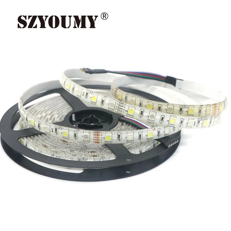 Szyoumy 50 м 10 рулонов SMD 5050 RGB Светодиодные ленты IP20 IP65 5 м 300 светодиодный DC 12 В RGBW rgbww fita светодиодный полосы света гибкий неон Клейкие ленты