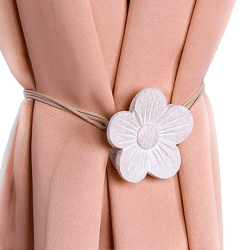 Simple Magnet Curtain Buckle Magnetic Curtain Straps Curtain Accessories Resin Carved Flower Tie Rope Curtain Hook Hanger