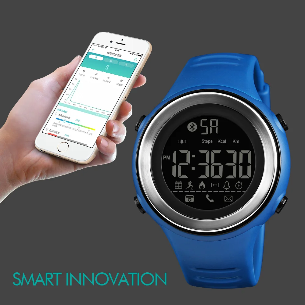 

SKMEI Bluetooth Smart Watch Outdoor Pedometer Running Calorie Message Call Remind Smartwatch Waterproof Digital Sport Watch Men