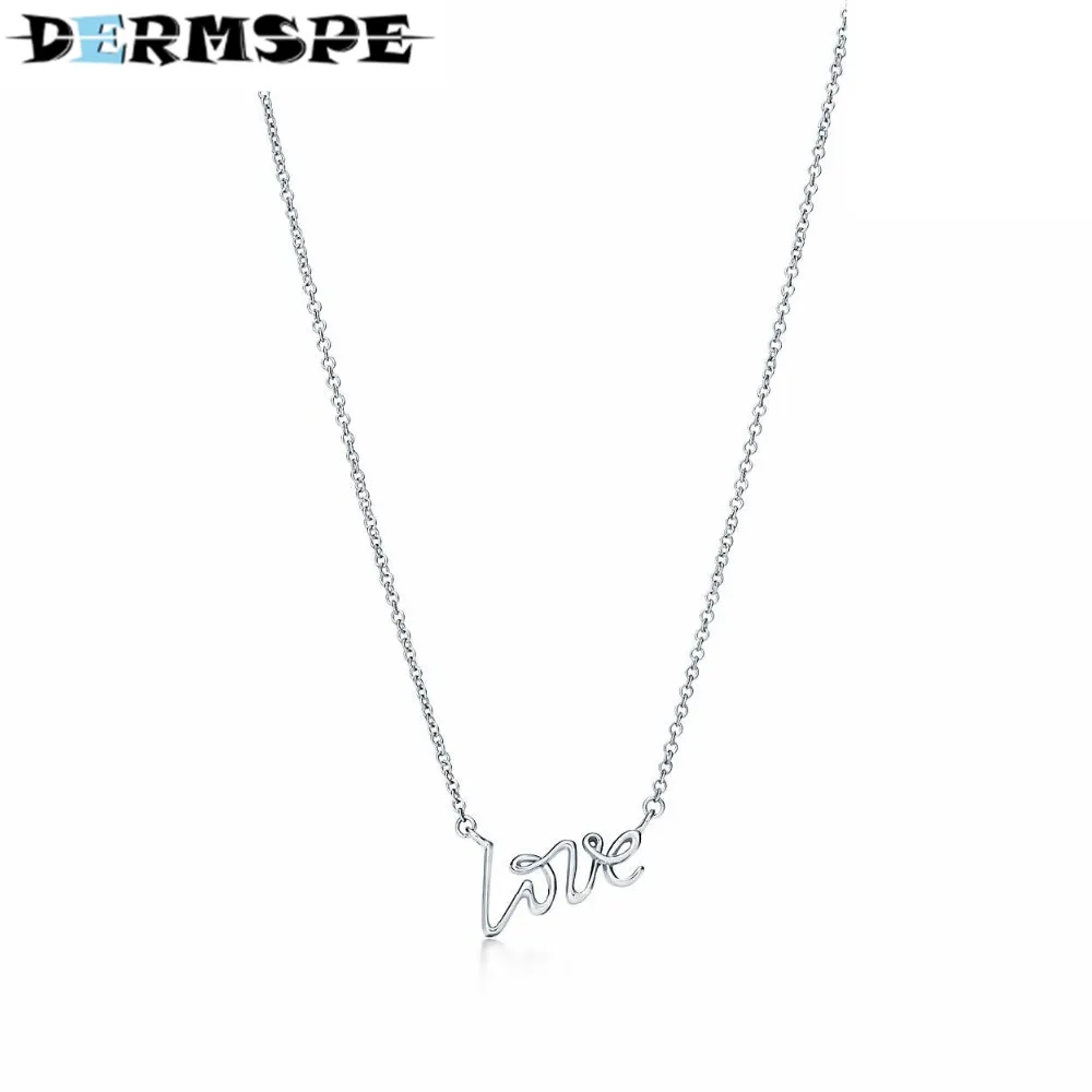 

DERMSPE Fashion TIFF 925 Sterling Silver LOVE Pendant Necklace Pendants & Necklaces Women Jewelry
