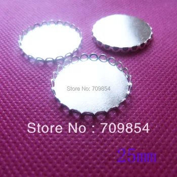 

free shipping!!! 200pcs/lot silver plated 25MM PAD cabochon setting pendant tray jewelry findings