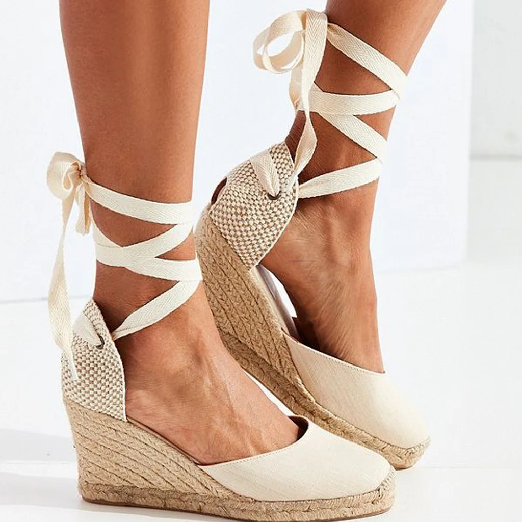 المرأة Espadrille الكاحل حزام الصنادل مريحة النعال السيدات إمرأة حذاء كاجوال تنفس الكتان القنب قماش مضخات المرأة Espadrille الكاحل حزام الصنادل مريحة النعال السيدات إمرأة حذاء كاجوال تنفس الكتان القنب قماش مضخات