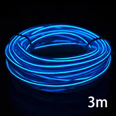 Car EL Wire LED Tube Car Flexible Neon Party RGB Car Decoration Lights 3/5m With 12V USB Cigarette Lighter Drive Car Accessories - Испускаемый цвет: Blue-3m