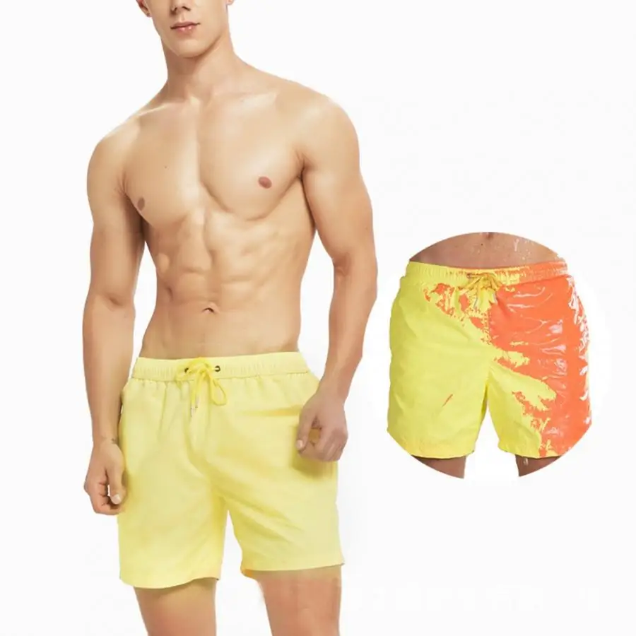 Большие размеры Модные мужские быстросохнущие цветные Сменные температурные шорты летние пляжные шорты Плавки могут изменить цвет