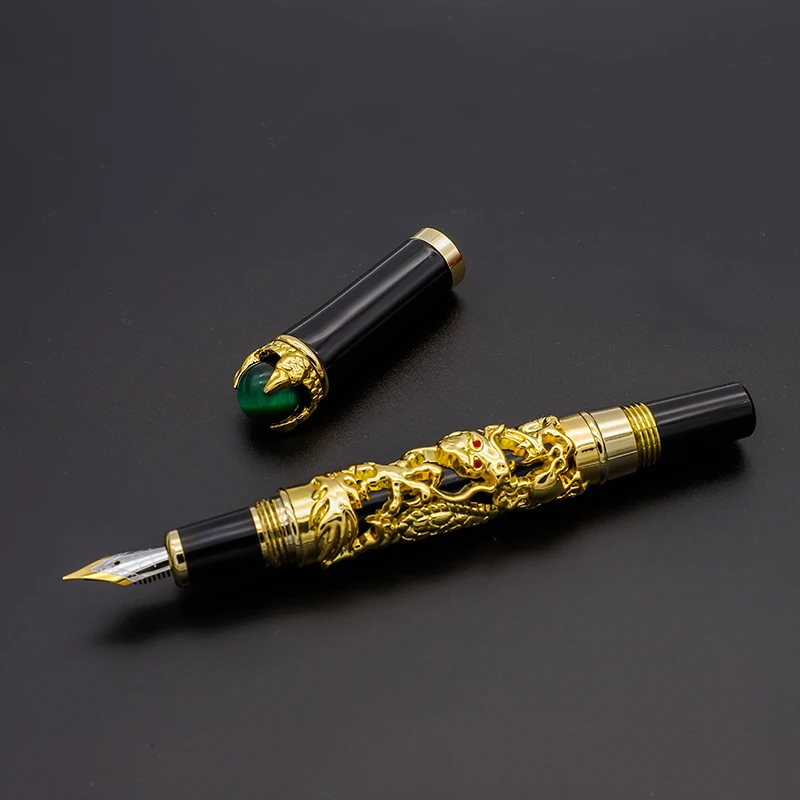 

1pc/lot Nice Quality Luxury Jinhao 0.5mm Fountain Pen Fine Nib Gold Silver Ink Pens Business Office Gift for Collection