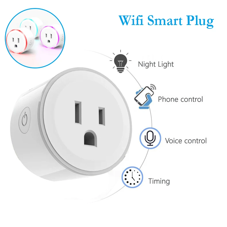 

WIFI Smart Plug Round US Plug Works with Alexa Google Assistant No Hub Required Home Electric Mini Socket