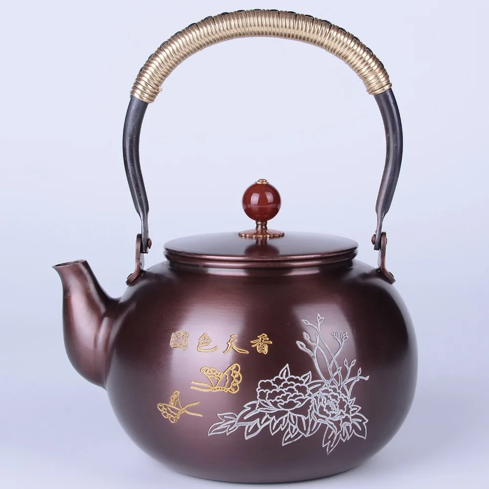 1.5Л ручной работы медный чайник стеклянный самовар керамический эмалированный из глины эмалированный чайник металлические блюда Пуэр зеленый чай подарок японский