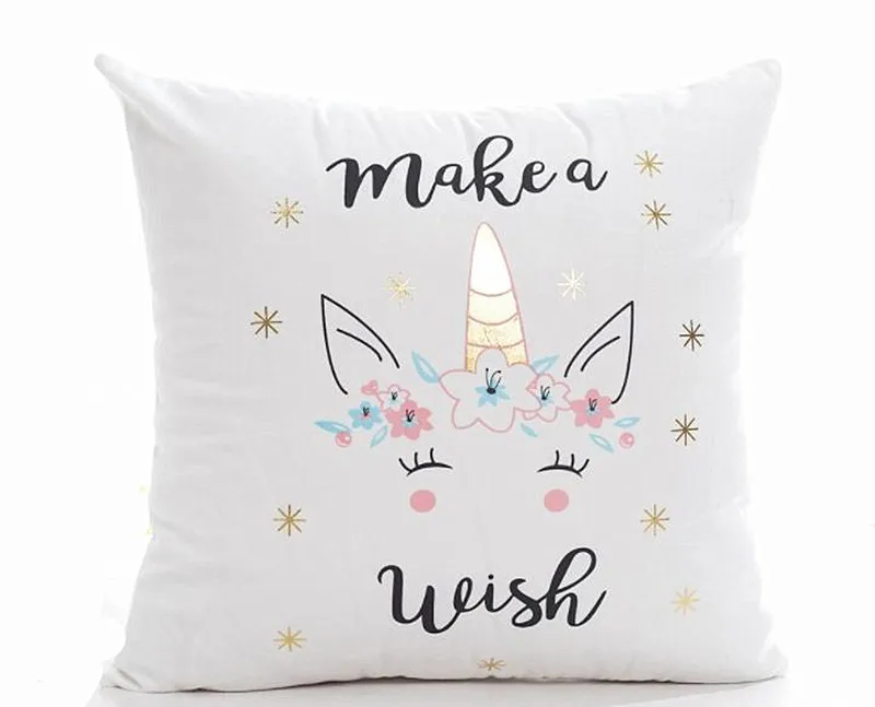 

Cartoon Unicorn Pillow Case Childlike GILD Cute Print Cushion Cover Decorative Throw Pillowcase Car Sofa Home Decor WHITE/BLACK