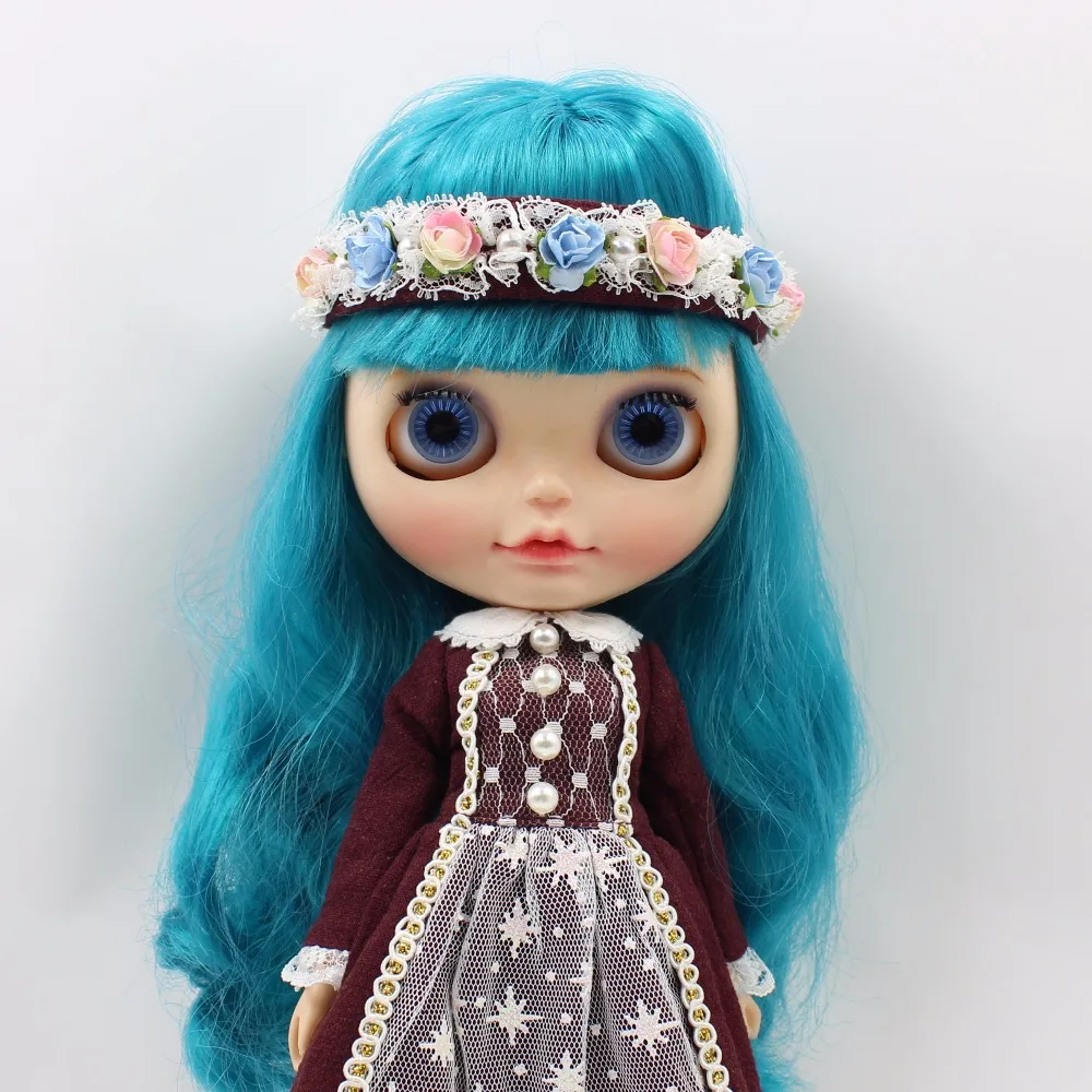 Blyth doll ледяной коричневый платье с цветком головной убор