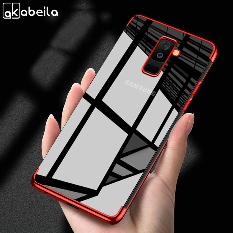 

AKABEILA Soft TPU Case For Samsung Galaxy A6 Plus Cases Plated Shining Silicone Cover For Samsung A9 Star Lite Cover Fundas