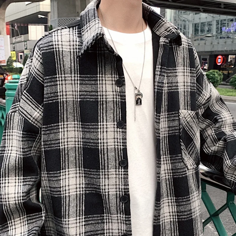 Fashion Men Plaid Streetwear Casual Windbreaker Hooded coat Jackets