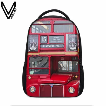 

VEEVANV New Creative Designer 3D Printing Backpacks For Teenagers Building Block London Clock Red Bus Dollar Pattern Printed Bag